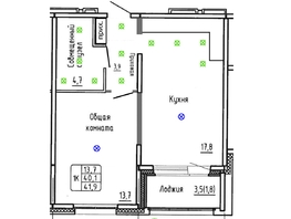 Продается 1-комнатная квартира ЖК Самоцветы, Бирюза дом 3, 41.9  м&sup2;, 5700000 рублей