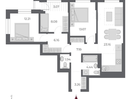 Продается 3-комнатная квартира ЖК ОСКАР, дом 3, 84.7  м&sup2;, 15850000 рублей