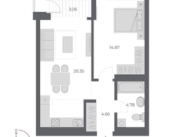 Продается 2-комнатная квартира ЖК ОСКАР, дом 3, 47.7  м&sup2;, 9790000 рублей