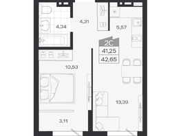 Продается 2-комнатная квартира ЖК Ясный берег, дом 20, 43.03  м&sup2;, 7477000 рублей