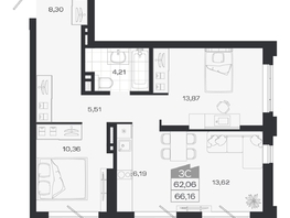 Продается 3-комнатная квартира ЖК Ясный берег, дом 20, 66.46  м&sup2;, 10045000 рублей