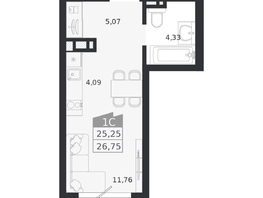 Продается Студия ЖК Ясный берег, дом 20, 26.75  м&sup2;, 5204000 рублей