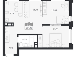 Продается 3-комнатная квартира ЖК Ясный берег, дом 20, 59.28  м&sup2;, 10829000 рублей