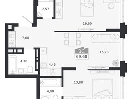 Продается 3-комнатная квартира ЖК Ясный берег, дом 20, 69.68  м&sup2;, 11650000 рублей