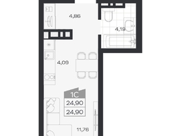Продается Студия ЖК Ясный берег, дом 20, 24.9  м&sup2;, 4969000 рублей
