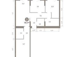 Продается 3-комнатная квартира ЖК Пшеница, 6.1, 85.48  м&sup2;, 10320000 рублей