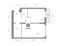 Продается 1-комнатная квартира ЖК Европейский берег, дом 32, 45.54  м&sup2;, 8420000 рублей