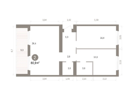 Продается 2-комнатная квартира ЖК Пшеница, дом 5.2, 80.92  м&sup2;, 11940000 рублей