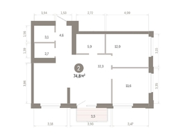 Продается 2-комнатная квартира ЖК Город на озере, 74.74  м&sup2;, 16330000 рублей