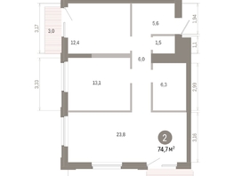Продается 2-комнатная квартира ЖК Город на озере, 74.71  м&sup2;, 15470000 рублей