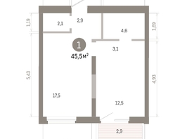 Продается 1-комнатная квартира ЖК Город на озере, 45.54  м&sup2;, 11370000 рублей
