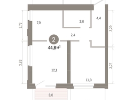 Продается 2-комнатная квартира ЖК Город на озере, 44.83  м&sup2;, 10540000 рублей