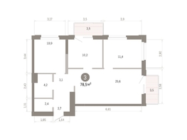 Продается 3-комнатная квартира ЖК Город на озере, 78.42  м&sup2;, 15500000 рублей