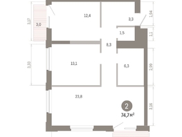 Продается 2-комнатная квартира ЖК Город на озере, 74.7  м&sup2;, 15760000 рублей