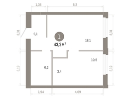 Продается 1-комнатная квартира ЖК Город на озере, 43.23  м&sup2;, 10870000 рублей