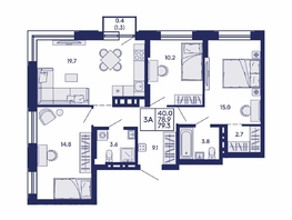 Продается 3-комнатная квартира ЖК Сила леса, корп 1, 79.3  м&sup2;, 9950000 рублей