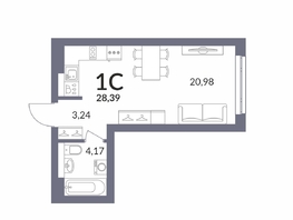 Продается Студия ЖК Горская Лагуна, 28.2  м&sup2;, 7203000 рублей