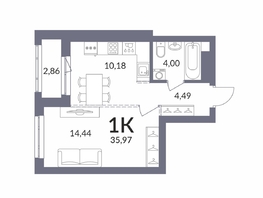 Продается 1-комнатная квартира ЖК Горская Лагуна, 35.8  м&sup2;, 8203000 рублей