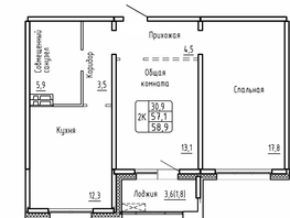 Продается 2-комнатная квартира ЖК Самоцветы, Бирюза дом 2, 58.9  м&sup2;, 7112319 рублей
