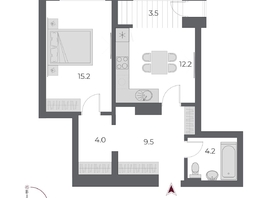 Продается 1-комнатная квартира ЖК ОСКАР, дом 1, 48.6  м&sup2;, 10770000 рублей