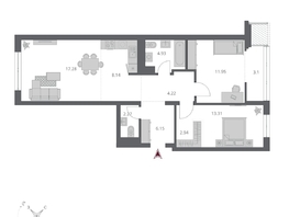 Продается 3-комнатная квартира ЖК Беринг, дом 3, 74.74  м&sup2;, 13090000 рублей