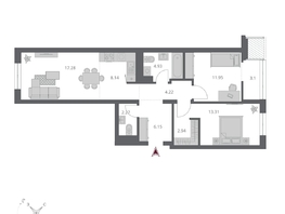Продается 3-комнатная квартира ЖК Беринг, дом 3, 74.74  м&sup2;, 12870000 рублей