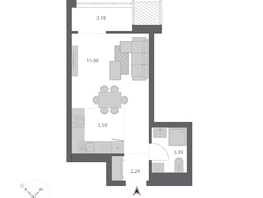 Продается Студия ЖК Беринг, дом 3, 30.38  м&sup2;, 6090000 рублей