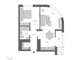 Продается 2-комнатная квартира ЖК Беринг, дом 3, 52.63  м&sup2;, 10490000 рублей
