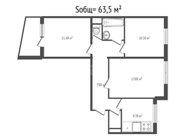 Продается 3-комнатная квартира Рассветная ул, 63.5  м&sup2;, 6150000 рублей