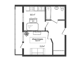 Продается 1-комнатная квартира Заречная ул, 36.4  м&sup2;, 6700000 рублей