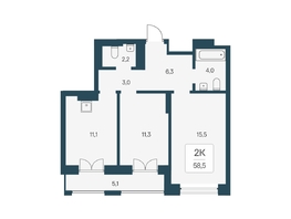 Продается 2-комнатная квартира ЖК Расцветай на Кропоткина, дом 1, 58.5  м&sup2;, 10500000 рублей