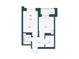 Продается 1-комнатная квартира ЖК Расцветай на Кропоткина, дом 1, 43.3  м&sup2;, 8850000 рублей