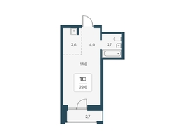 Продается Студия ЖК Расцветай на Кропоткина, дом 1, 28.6  м&sup2;, 7100000 рублей