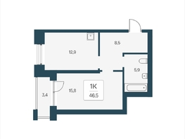 Продается 1-комнатная квартира ЖК Расцветай на Кропоткина, дом 2, 46.5  м&sup2;, 8350000 рублей