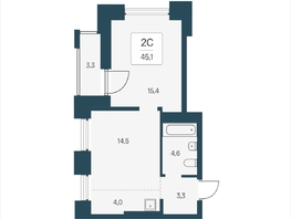 Продается 2-комнатная квартира ЖК Расцветай на Кропоткина, дом 2, 45.1  м&sup2;, 9100000 рублей