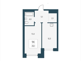 Продается 1-комнатная квартира ЖК Расцветай на Кропоткина, дом 2, 39.1  м&sup2;, 8050000 рублей