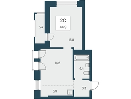 Продается 2-комнатная квартира ЖК Расцветай на Кропоткина, дом 2, 44.9  м&sup2;, 8970000 рублей