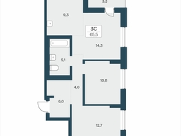 Продается 3-комнатная квартира ЖК Расцветай на Учительской, 65.5  м&sup2;, 9650000 рублей