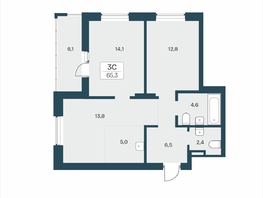 Продается 3-комнатная квартира ЖК Расцветай на Учительской, 65.3  м&sup2;, 9350000 рублей