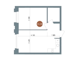 Продается 1-комнатная квартира  19/56 Кварталы Телецентра, 4, 40.48  м&sup2;, 7450000 рублей