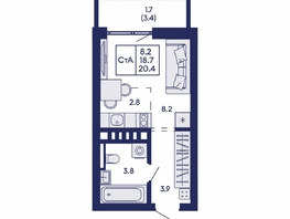 Продается Студия ЖК Горизонт, дом 2, 20.4  м&sup2;, 4450000 рублей