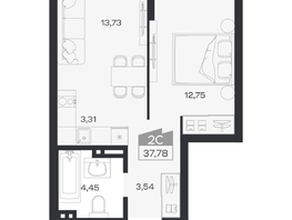 Продается 2-комнатная квартира ЖК Ясный берег, дом 20, 37.78  м&sup2;, 7177000 рублей