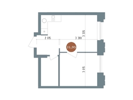 Продается 1-комнатная квартира  19/56 Кварталы Телецентра, 4, 31.95  м&sup2;, 6290000 рублей