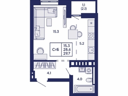 Продается Студия ЖК Горизонт, дом 2, 29.7  м&sup2;, 5500000 рублей