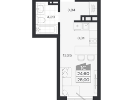 Продается Студия ЖК Ясный берег, дом 20, 25.8  м&sup2;, 4721000 рублей