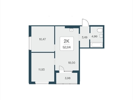 Продается 2-комнатная квартира ЖК Эко-квартал на Кедровой, дом 5, 52.84  м&sup2;, 6550000 рублей