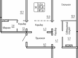 Продается 3-комнатная квартира ЖК Самоцветы, Бирюза дом 2, 87.6  м&sup2;, 7850000 рублей