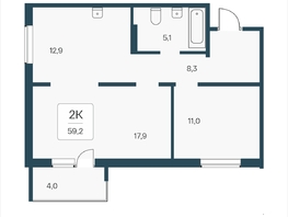 Продается 2-комнатная квартира ЖК Эко-квартал на Кедровой, д 3 сек 2, 58.9  м&sup2;, 7000000 рублей