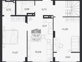 Продается 4-комнатная квартира ЖК Ясный берег, дом 19, бс 2-5, 130.27  м&sup2;, 18050000 рублей