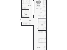 Продается 3-комнатная квартира ЖК Ясный берег, дом 19, бс 2-5, 70.21  м&sup2;, 10333000 рублей